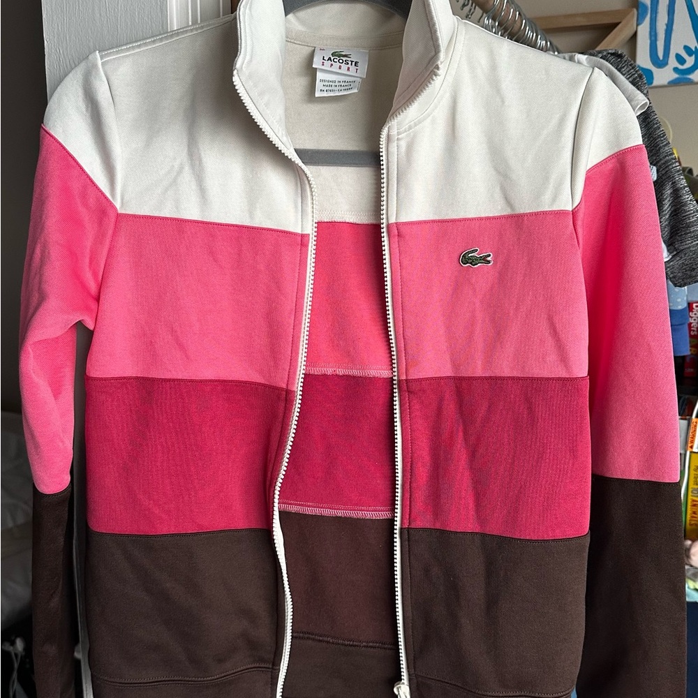 Lacoste Colorblock Jacket - Pink, White, Brown